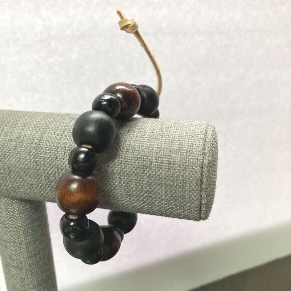 Suede Cord Bracelet with Wood Beads Adjustable Suede Cord 10-13 inches - Picture 3 of 9